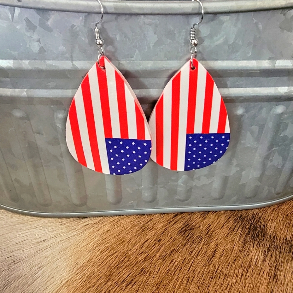 Faux leather teardrop earrings